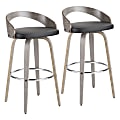 LumiSource Grotto Bar Stools, Light Gray/Black, Set Of 2 Stools 1 thumbnail image