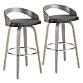 LumiSource Grotto Bar Stools, Light Gray/Black, Set Of 2 Stools