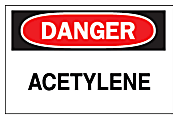 Chemical & Hazardous Material Signs, Danger, Acetylene, White/Red/Black