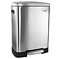Elama 10.6-Gallon 2-Compartment Split Stainless Steel Step Trash Bin With Slow Close Mechanism, 25”H x 18-1/4”W x 13”D, Silver