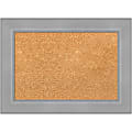 Amanti Art Cork Bulletin Board, 22" x 16", Natural, Vista Brushed Nickel Polystyrene Frame