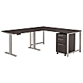 Bush Business Furniture 400 Series 72"W L Shaped Desk with Height Adjustable Return and Storage, Storm Gray, Standard Delivery