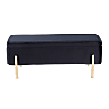LumiSource Daniella Fabric Storage Bench, Gold/Black