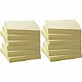 Business Source Yellow Adhesive Notes - 3" x 3" - Square - 100 Sheets per Pad - Unruled - Yellow - Self-adhesive, Removable - 12 / Pack - Recycled
