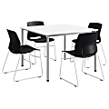 KFI Studios Dailey Square Dining Set With Sled Chairs, White/Silver/Black 1 thumbnail image