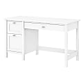 Bush Furniture Broadview 54"W Computer Desk With 2-Drawer Pedestal, Pure White, Standard Delivery