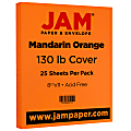 JAM Paper® Card Stock, Orange, Letter (8.5" x 11"), 130 Lb, Pack Of 25 1 thumbnail image