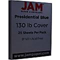 JAM Paper® Cover Card Stock, Letter Size (8-1/2" x 11"), 130 Lb, Navy Blue, Pack Of 25 Sheets