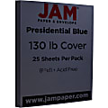 JAM Paper® Card Stock, Navy Blue, Letter (8.5" x 11"), 130 Lb, Pack Of 25