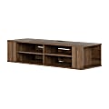 South Shore City Life Wall-Mounted Media Console, 11-1/2"H x 49-1/2"W x 16-1/4"D, Natural Walnut