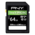 PNY EliteX-PRO90 Class 10 U3 V90 UHS-II SDXC Flash Memory Card, 64GB