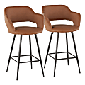 LumiSource Margarite Contemporary Counter Stools, Black/Brown, Set Of 2 Stools