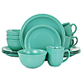 Gibson Home 16-Piece Siam Stoneware Dinnerware Set, Green