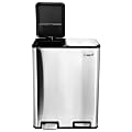 Elama 2-Section 8-Gallon Trash And Recycling Step Bin With Slow Close Mechanism, 26-3/16”H x 15”W x 20-11/16”D, Silver 1 thumbnail image