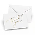 Taylor All Occasion Thank You Cards, 4-7/8" x 3-1/2", White Deckle/Gold, Box Of 24 Cards 1 thumbnail image