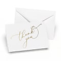 Taylor All Occasion Thank You Cards, 4-7/8" x 3-1/2", White Deckle/Gold, Box Of 24 Cards