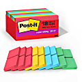 Post-it® Super Sticky Notes, 1-7/8 in x 1-7/8 in, 18 Pads, 90 Sheets/Pad, 2x the Sticking Power, Playful Primaries Collection 1 thumbnail image