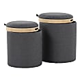 LumiSource Tray Nesting Ottoman Set, Charcoal/Natural, Set Of 2 Ottomans 1 thumbnail image
