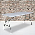 Flash Furniture Bi-Fold Plastic Banquet And Event Folding Table, 28-1/4"H x 27-1/4"W x 59-3/4"D, Granite White 1 thumbnail image