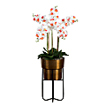 Nearly Natural 48”H Artificial Orchid Arrangement With Metal Planter And Stand, 48”H x 23”W x 23”D, Bronze/White 1 thumbnail image