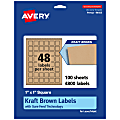 Avery® Kraft Permanent Labels With Sure Feed®, 94103-KMP100, Square, 1" x 1", Brown, Pack Of 4,800 1 thumbnail image