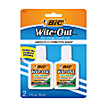 BIC Wite-Out Extra Coverage Correction Fluid, 20 mL Bottles, White, Pack Of 2