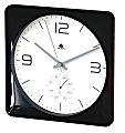 Alba Duo Silent Square Clock With Temperature Indicator, 12"H x 12"W x 9 3/4"D, Black