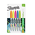 Sharpie® Neon Permanent Markers, Fine Point, Assorted Colors, Pack Of 5