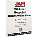 JAM Paper® Cover Card Stock, 8 1/2" x 11", 80 Lb, 30% Recycled, Strathmore Bright White Laid, Pack Of 50 Sheets