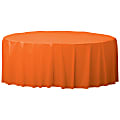 Amscan 77017 Solid Round Plastic Table Covers, 84", Orange Peel, Pack Of 6 Covers