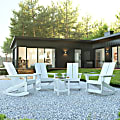 Flash Furniture Finn 5-Piece Modern Commercial Grade All-Weather 2-Slat Adirondack Rocking Chair Set With Side Table, White 1 thumbnail image