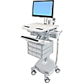 Ergotron StyleView - Cart for LCD display / keyboard / mouse / CPU / notebook / camera / scanner (open architecture) - medical - plastic, aluminum, zinc-plated steel - gray, white, polished aluminum - screen size: up to 24" - LiFe Powered