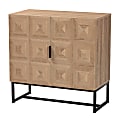 Baxton Studio Darien 32”W Modern And Contemporary Storage Cabinet, Natural Brown/Black