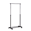 Honey-Can-Do Adjustable-Height Rolling Garment Rack, 65 3/4"H x 16 11/16"W x 33 1/16"D, Chrome