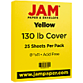 JAM Paper® Card Stock, Yellow, Letter (8.5" x 11"), 130 Lb, Pack Of 25 1 thumbnail image