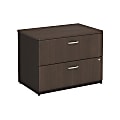 Bush Business Furniture Office Advantage 36"W Lateral 2-Drawer File Cabinet, Sienna Walnut/Bronze, Premium Installation