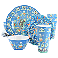 Gibson Laurie Gates Tallulah 16-Piece Round Melamine Dinnerware Set, Blue 1 thumbnail image