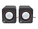 Manhattan 2600 Series Speaker System, Small Size, Big Sound, Two Speakers, Stereo, USB power, Output: 2x 3W, 3.5mm plug for sound, In-Line volume control, Cable 0.9m, Black, Three Year Warranty, Box - Speakers - for PC - 3 Watt - black