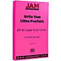JAM Paper® Card Stock, Ultra Fuchsia, Legal (8.5" x 14"), 65 Lb, Pack Of 50