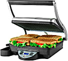 Ovente GP1000BR Electric Panini Press Grill Sandwich Maker, Silver