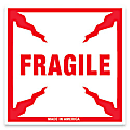 Tape Logic® Preprinted Shipping Labels, SCL501, "Fragile," 4" x 4", Red/White, Pack Of 500