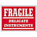 Tape Logic® Preprinted Shipping Labels, SCL504R, "Fragile Delicate Instruments," 3" x 4", Red/White, Pack Of 500