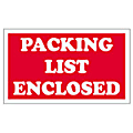 Tape Logic® Preprinted Shipping Labels, SCL538, "Packing List Enclosed," 3" x 5", Red/White, Pack Of 500