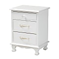 Baxton Studio Layton 3-Drawer Nightstand, 19-3/4"H x 14-1/4"W x 11-13/16"D, White