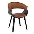 LumiSource Vintage Mod Faux Leather/Wood Contemporary Chair, Black/Camel