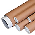 Partners Brand Kraft Mailing Tubes With Plastic Endcaps, 1 1/2" x 24", Pack Of 50 1 thumbnail image