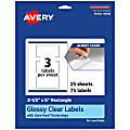 Avery® Glossy Permanent Labels With Sure Feed®, 94246-CGF25, Rectangle, 2-1/2" x 5", Clear, Pack Of 75