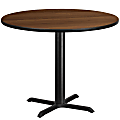 Flash Furniture Round Hospitality Table With X-Style Base, 31-3/16"H x 42"W x 42"D, Walnut