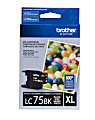 Brother® LC75 High-Yield Black Ink Cartridge, LC75BK, LC75BKS