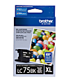 Brother® LC75 Black High-Yield Ink Cartridge, LC75BK, LC75BKS